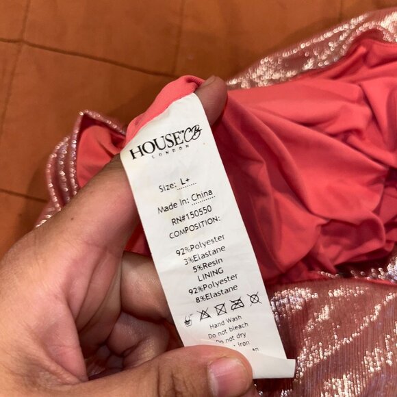 House of CB Pink Metallic Ruched Mini Skirt Size large L - Picture 7 of 8